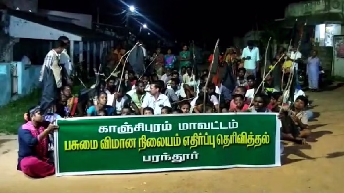 100 நாட்களை கடந்து பரந்தூர் பகுதி கிராம மக்கள் போராட்டம் நடத்தி வருகின்றனர்