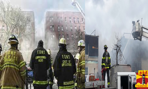 அடுக்குமாடி கட்டடத்தில் தீ விபத்து...தீயணைப்பு வீரர் உட்பட 8 பேர் படுகாயம்