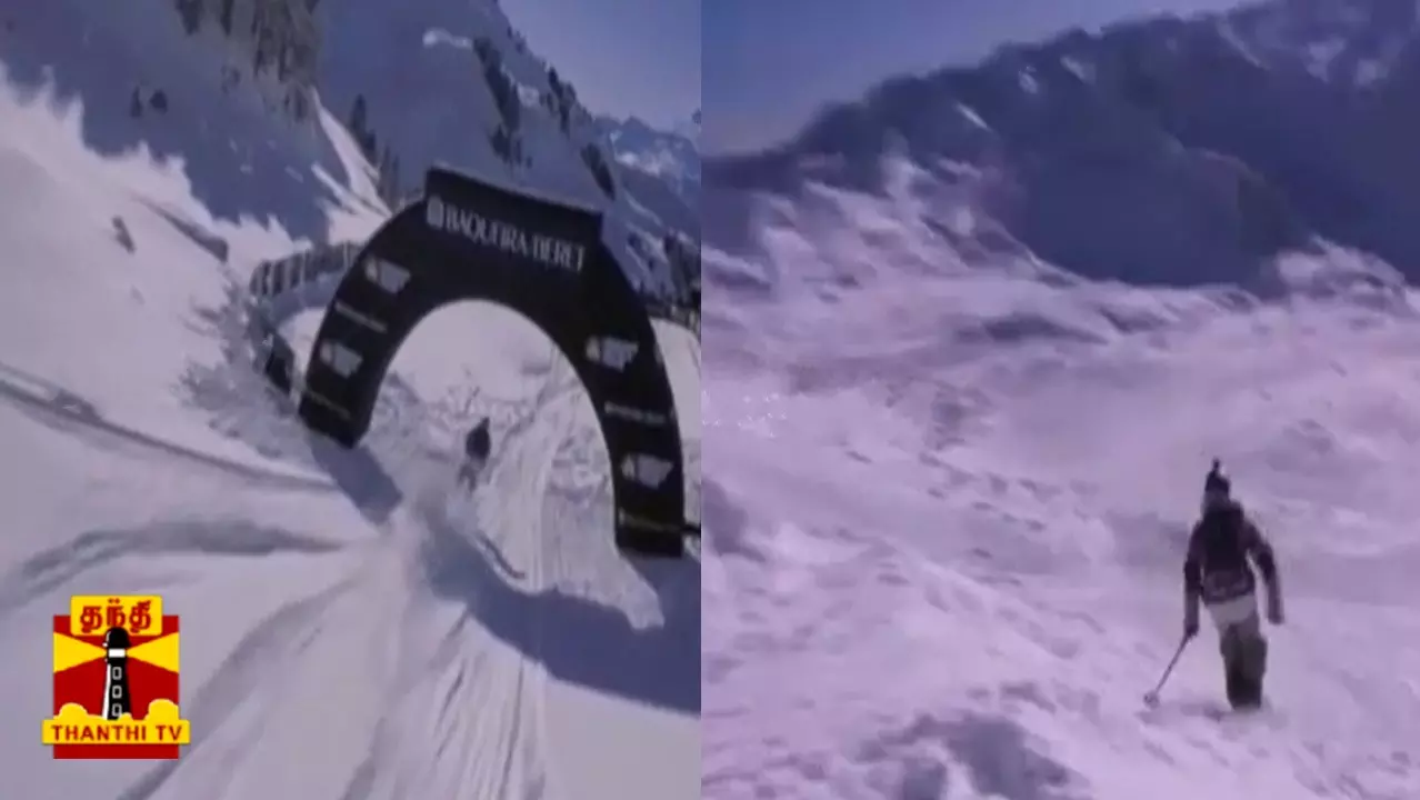 சர்வதேச பனிச் சறுக்குப் போட்டி...உறைபனியில் அசத்திய வீரர்கள்...