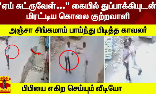 கையில் துப்பாக்கியுடன் மிரட்டிய  குற்றவாளி -அஞ்சா சிங்கமாய் பாய்ந்து பிடித்த காவலர் -வெளியான வீடியோ