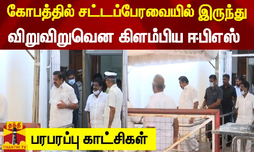 கோபத்தில் சட்டப்பேரவையில் இருந்து விறுவிறுவென கிளம்பிய ஈபிஎஸ் - பரபரப்பு காட்சிகள் கோபத்தில் சட்டப்பேரவையில் இருந்து விறுவிறுவென கிளம்பிய ஈபிஎஸ் - பரபரப்பு காட்சிகள்