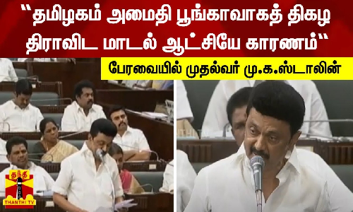 “தமிழகம் அமைதி பூங்காவாக திகழ திராவிட மாடல் ஆட்சியே காரணம்“ -  பேரவையில் முதல்வர் மு.க.ஸ்டாலின்