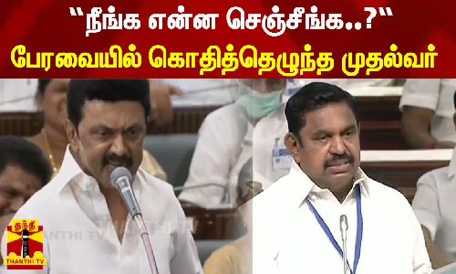 “நீங்க என்ன செஞ்சீங்க..?“  பேரவையில் கொதித்தெழுந்த முதல்வர்