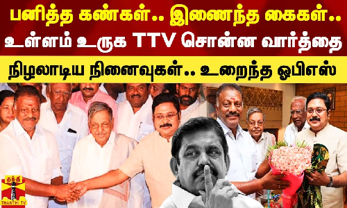 பனித்த கண்கள்.. இணைந்த கைகள்.. உள்ளம் உருக TTV சொன்ன வார்த்தை - நிழலாடிய நினைவுகள்.. உறைந்த ஓபிஎஸ்