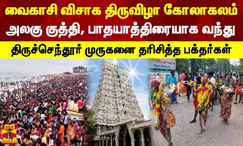 வைகாசி விசாக திருவிழா கோலாகலம்... அலகு குத்தி, பாதயாத்திரையாக வந்து முருகனை தரிசித்த பக்தர்கள்