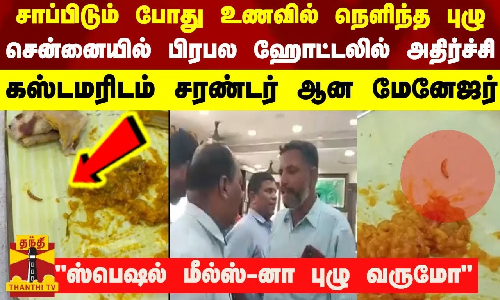 சாப்பிடும் போது உணவில் நெளிந்த புழு.. சென்னையில் பிரபல ஹோட்டலில் அதிர்ச்சி - கஸ்டமரிடம் சரண்டர் ஆன மேனேஜர்