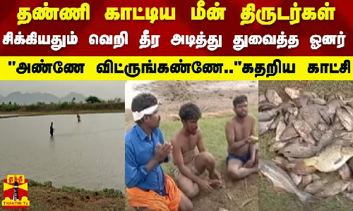 தண்ணி காட்டிய மீன் திருடர்கள்.. சிக்கியதும் வெறி தீர அடித்து துவைத்த ஓனர்.. அண்ணே விட்ருங்கண்ணே..கதறிய காட்சி
