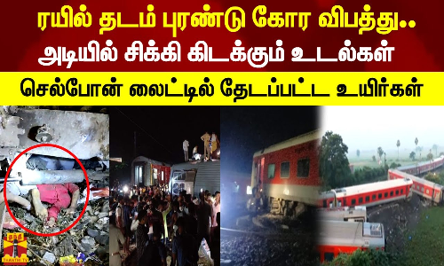 ரயில் தடம் புரண்டு கோர விபத்து.. அடியில் சிக்கி கிடக்கும் உடல்கள்..