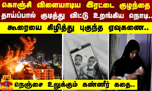 கொஞ்சி விளையாடிய இரட்டை - குழந்தை தாய்ப்பால் குடித்து விட்டு உறங்கிய நொடி..