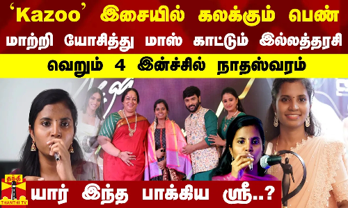 `Kazoo இசையில் கலக்கும் பெண்..மாற்றி யோசித்து மாஸ் காட்டும் இல்லத்தரசி-வெறும் 4 இன்ச்சில் நாதஸ்வரம்