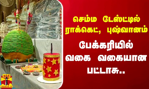 செம்ம டேஸ்ட்டில் ராக்கெட், புஷ்வானம் - பேக்கரியில் வகை வகையான பட்டாசு.. வித்தியாசமான ஸ்வீட்ஸ்..
