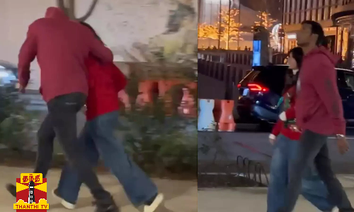 அமெரிக்காவில் நடிகர் விஷால் இளம் பெண்ணுடன் நடந்து சென்ற காட்சி