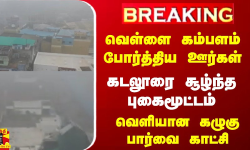 வெள்ளை கம்பளம் போர்த்திய ஊர்கள்  - கடலூரை சூழ்ந்த புகைமூட்டம்... வெளியான கழுகு பார்வை காட்சி