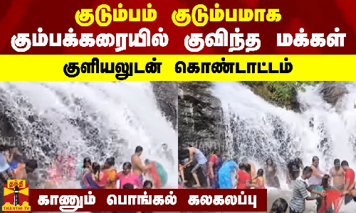 குடும்பம் குடும்பமாக கும்பக்கரையில் குவிந்த மக்கள்... குளியலுடன் கொண்டாட்டம் - காணும் பொங்கல் கலகலப்பு
