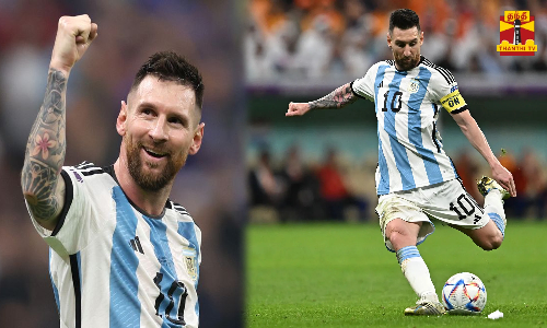 மெஸ்ஸி... மெஸ்ஸி...  - ரசிகர்கள் கோஷம்  சிறுவர்களுடன் கால்பந்து விளையாடிய மெஸ்ஸி