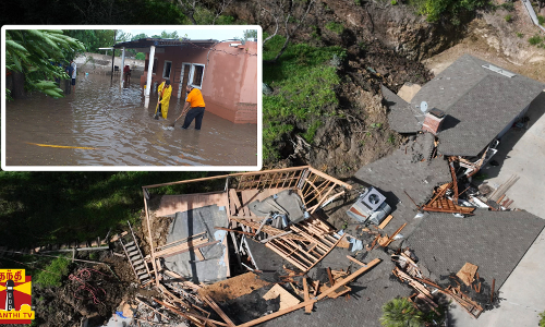 கனமழையால் சேதமடைந்த வீடுகளின் கூரைகள்-   மழை ஓய்ந்த நிலையில் சீரமைப்பு பணிகளை மேற்கொண்ட மக்கள்