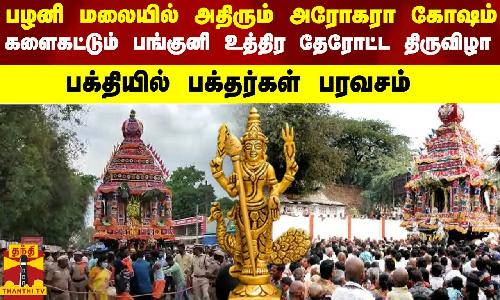 பழனி மலையில் அதிரும் அரோகரா கோஷம்.. களைகட்டும் பங்குனி உத்திர தேரோட்ட திருவிழா.. பழனி மலையில் அதிரும் அரோகரா கோஷம்.. களைகட்டும் பங்குனி உத்திர தேரோட்ட திருவிழா..