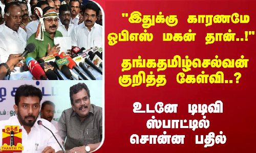 இதுக்கு காரணமே ஓபிஎஸ் மகன் தான்..! தங்கதமிழ்செல்வன் குறித்த கேள்வி..? உடனே டிடிவி சொன்ன பதில்