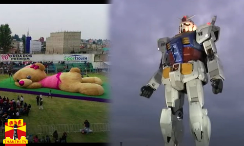 உலக சாதனை படைத்த பிரமாண்ட டெடிபியர்... மிரள வைக்கும் ராட்சத ரோபோ...