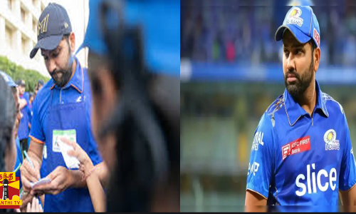 குட்டி ரசிகருக்கு ஆட்டோகிராப் போட்ட ஹிட்மேன்.....  காட்சிகளைப் பகிரும் ரசிகர்கள்