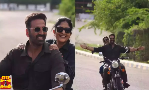 அக்‌ஷய் குமாருடன் பைக்கில் செல்லும் சுதா கொங்கரா/இணையத்தில் வைரலாகும் வீடியோ