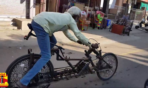 வியக்க வைக்கும் வினோத சைக்கிள்...