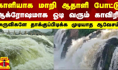 காளியாக மாறி ஆதாளி போட்டு ஆக்ரோஷமாக ஓடி வரும் காவிரி.. அருவிகளாலே தாக்குப்பிடிக்க முடியாத ஆவேசம்