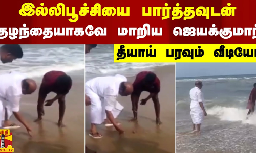 இல்லிபூச்சியை பார்த்தவுடன் குழந்தையாகவே மாறிய ஜெயக்குமார் - தீயாய் பரவும் வீடியோ