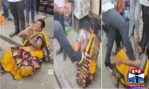 கடையில் சேலை திருட்டு பெண் மீது கொடூர தாக்குதல்