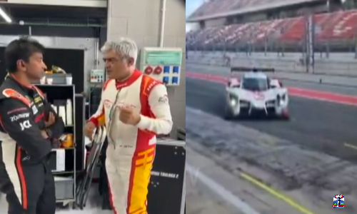 ஸ்பெயினில் ரேஸ் காரை ஓட்டி பயிற்சி எடுத்த அஜித்குமார்