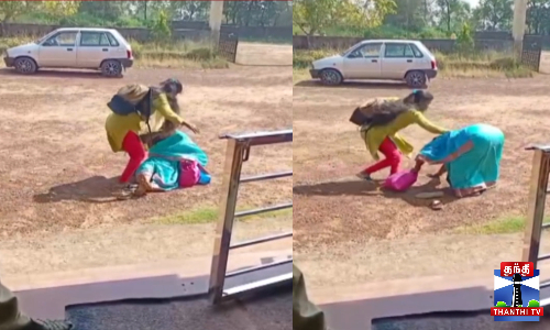 பெற்ற தாயை கொடூரமாக தாக்கிய மகள் - அதிர்ச்சி வீடியோ