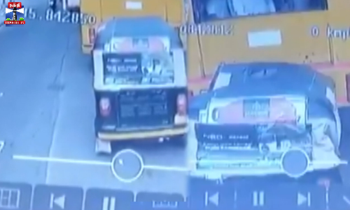 பேருந்துகளுக்கு இடையில் நசுங்கிய ஆட்டோ - இருவர் பலி பேருந்துகளுக்கு இடையில் நசுங்கிய ஆட்டோ - இருவர் பலி