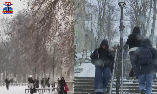 சாரல் போல் கொட்டிய பனிப்பொழிவு - மலை மீது ஏறி ரசித்த மக்கள்