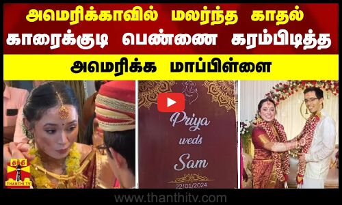 அமெரிக்காவில் மலர்ந்த காதல் - காரைக்குடி பெண்ணை கரம்பிடித்த அமெரிக்க மாப்பிள்ளை