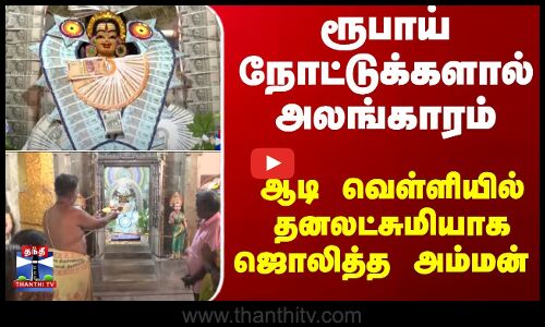 ரூபாய் நோட்டுக்களால் அலங்காரம்.. ஆடி வெள்ளியில் தனலட்சுமியாக ஜொலித்த அம்மன்