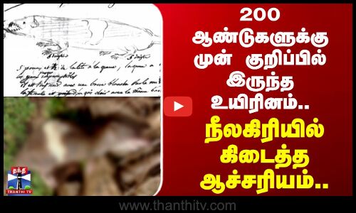 Nilgiris | 200 ஆண்டுகளுக்கு முன் குறிப்பில் இருந்த உயிரினம்.. நீலகிரியில் கிடைத்த ஆச்சரியம்..