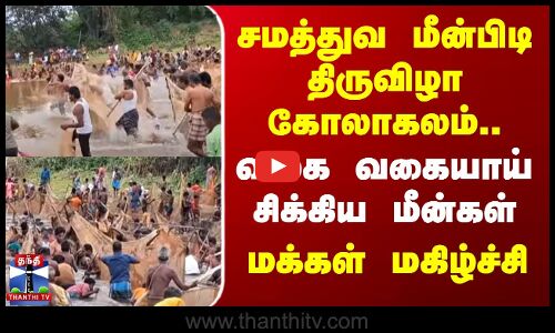 Dindigul | சமத்துவ மீன்பிடி திருவிழா கோலாகலம்.. வகை வகையாய் சிக்கிய மீன்கள் - மக்கள் மகிழ்ச்சி