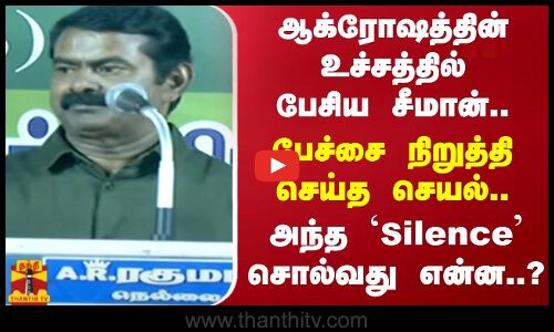 ஆக்ரோஷத்தின் உச்சத்தில் பேசிய சீமான்..திடீரென பேச்சை நிறுத்தி செய்த அந்த செயல்..| Seeman | Nellai