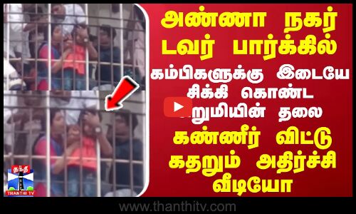 அண்ணா நகர் டவர் பார்க்கில் கம்பிகளுக்கு இடையே சிக்கி கொண்ட சிறுமியின் தலை - கண்ணீர் விட்டு கதறும் அதிர்ச்சி வீடியோ