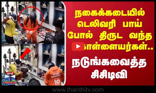 நகைக்கடையில் டெலிவரி பாய் போல் திருட வந்த கொள்ளையர்கள்.. நடுங்கவைத்த சிசிடிவி