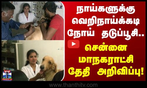 நாய்களுக்கு வெறிநாய்க்கடி நோய் தடுப்பூசி.. சென்னை மாநகராட்சி தேதி அறிவிப்பு