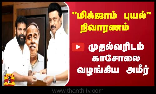 மிக்ஜாம் புயல் நிவாரணம் ..முதல்வரிடம் காசோலை வழங்கிய அமீர்