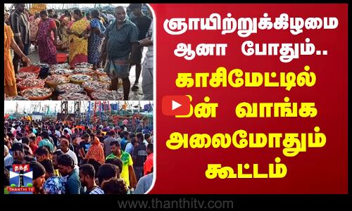 Kasimedu | ஞாயிற்றுக்கிழமை ஆனா போதும்.. காசிமேட்டில் மீன் வாங்க அலைமோதும் கூட்டம்