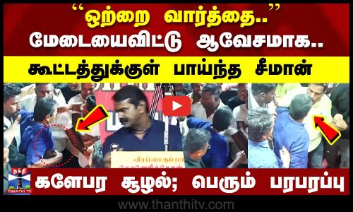 ஒற்றை வார்த்தை - மேடையைவிட்டு ஆவேசமாக... கூட்டத்துக்குள் பாய்ந்த சீமான் - பெரும் பரபரப்பு காட்சி