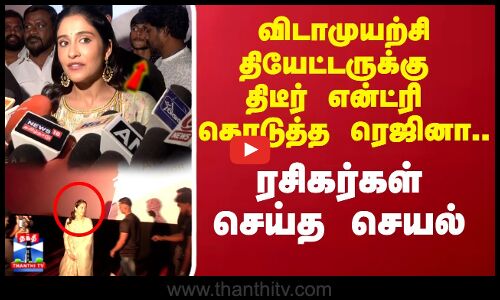 விடாமுயற்சி தியேட்டருக்கு  திடீர் என்ட்ரி கொடுத்த நடிகை ரெஜினா.. ரசிகர்கள் செய்த செயல்