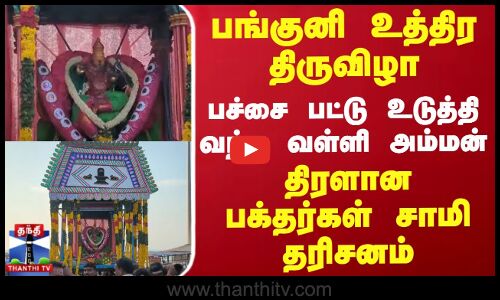 பங்குனி உத்திரம் .. பச்சை பட்டு உடுத்தி வந்த வள்ளி அம்மன் - பக்தர்கள் சாமி தரிசனம்