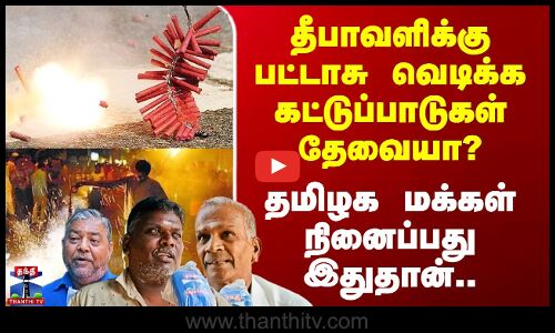 Diwali | தீபாவளிக்கு பட்டாசு வெடிக்க கட்டுப்பாடுகள் தேவையா? தமிழக மக்கள் நினைப்பது இதுதான்..