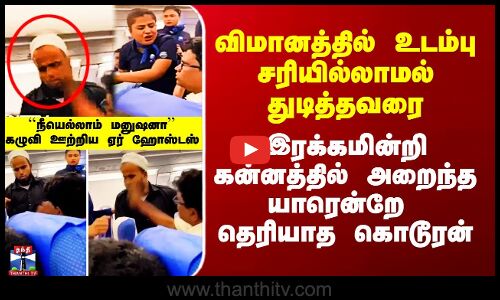 விமானத்தில் பயணியை கன்னத்தில் அறைந்த சக பயணி