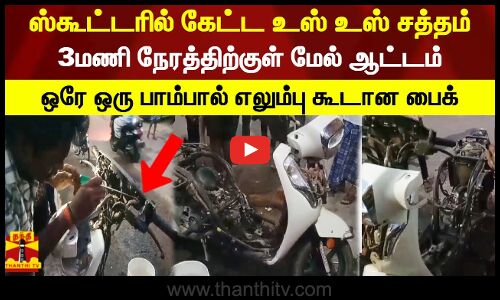 ஸ்கூட்டரில் கேட்ட உஸ் உஸ் சத்தம்.3மணி நேரத்திற்குள் மேல் ஆட்டம்..ஒரே ஒரு பாம்பால் எலும்பு கூடான பைக்