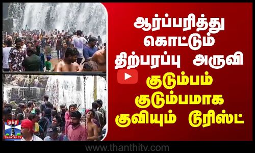 ஆர்ப்பரித்து கொட்டும் திற்பரப்பு அருவி.. குடும்பம் குடும்பமாக குவியும் டூரிஸ்ட்